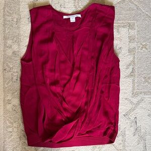 Silk Pleated Draped Sleeveless Top Diane Von Furstenburg